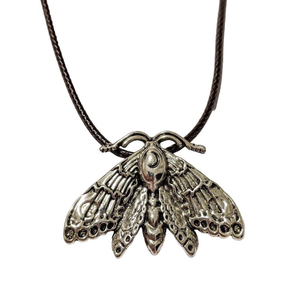 4/$20 New big moth butterfly pendant cord necklace